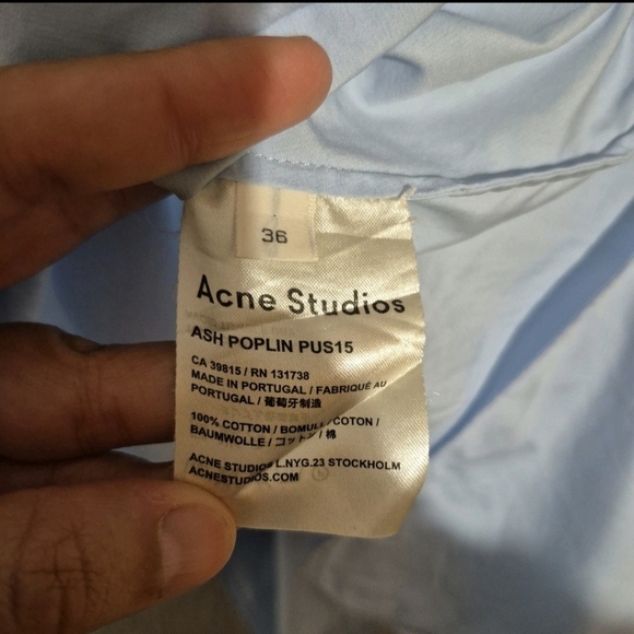 Acne Studios Women's Sleevless Cotton Blue Collered Button Up Top 36 - Picture 9 of 9